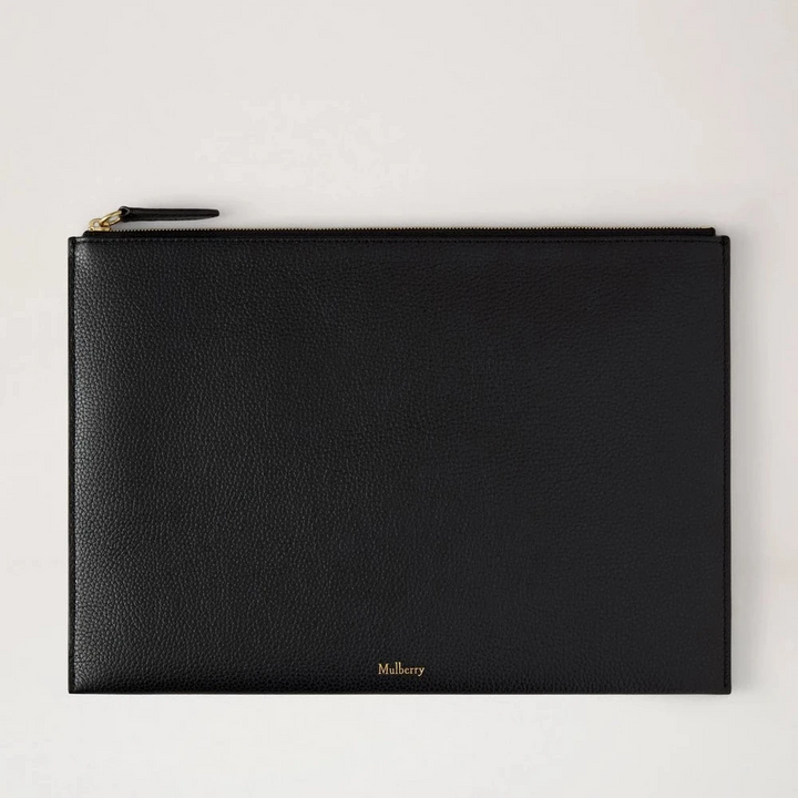 Mulberry Zipped Flat Pouch – svart läderfodral för dokument och iPad 