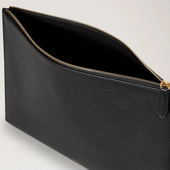 Mulberry Zipped Flat Pouch – svart läderfodral för dokument och iPad 
