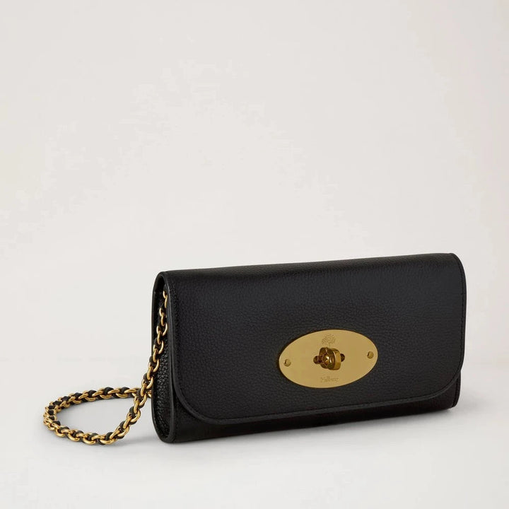 Mulberry Lily Chain Wallet Small Classic Grain Svart 
