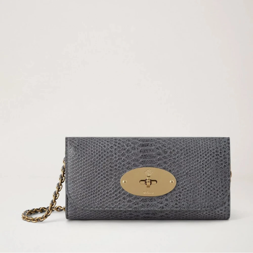 Mulberry Lily Kedjeplånbok Foggy Grey Waxed Snake Print – RL9085/787D117