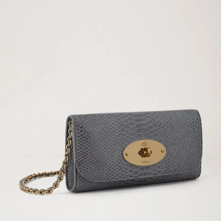 Mulberry Lily Kedjeplånbok Foggy Grey Waxed Snake Print – produktbild 2