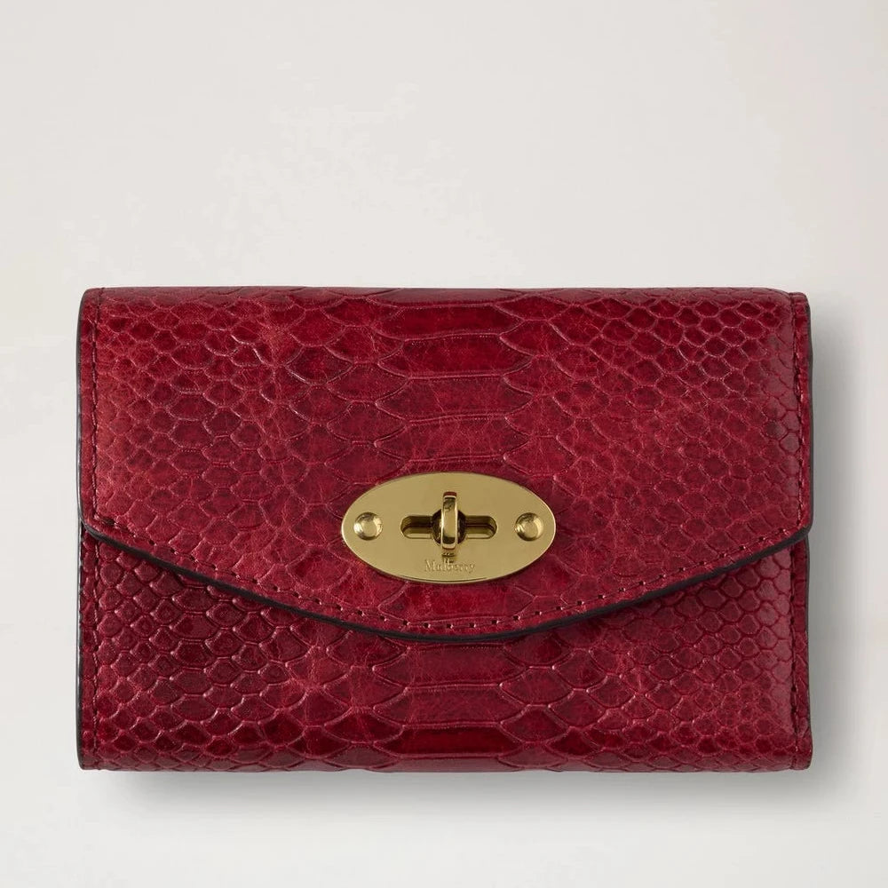 Mulberry Darley Folded Multicard Wallet Waxed Snake Appelröd 