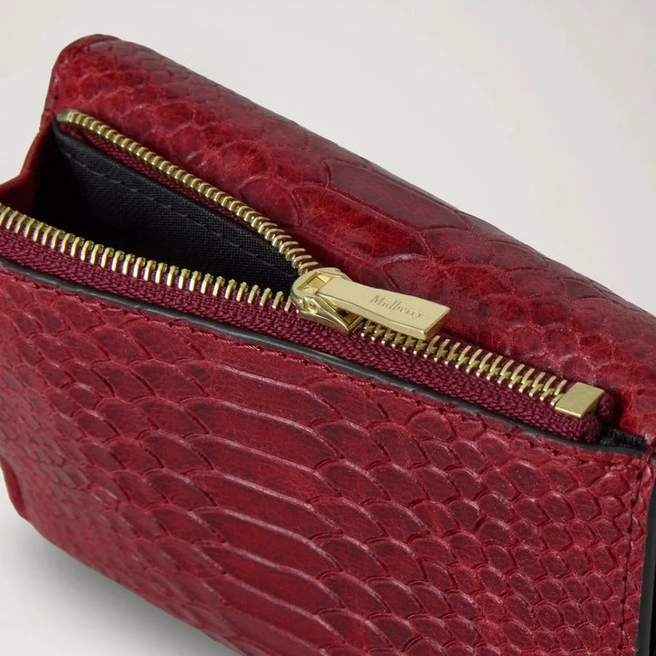 Mulberry Darley Folded Multicard Wallet Waxed Snake Appelröd 