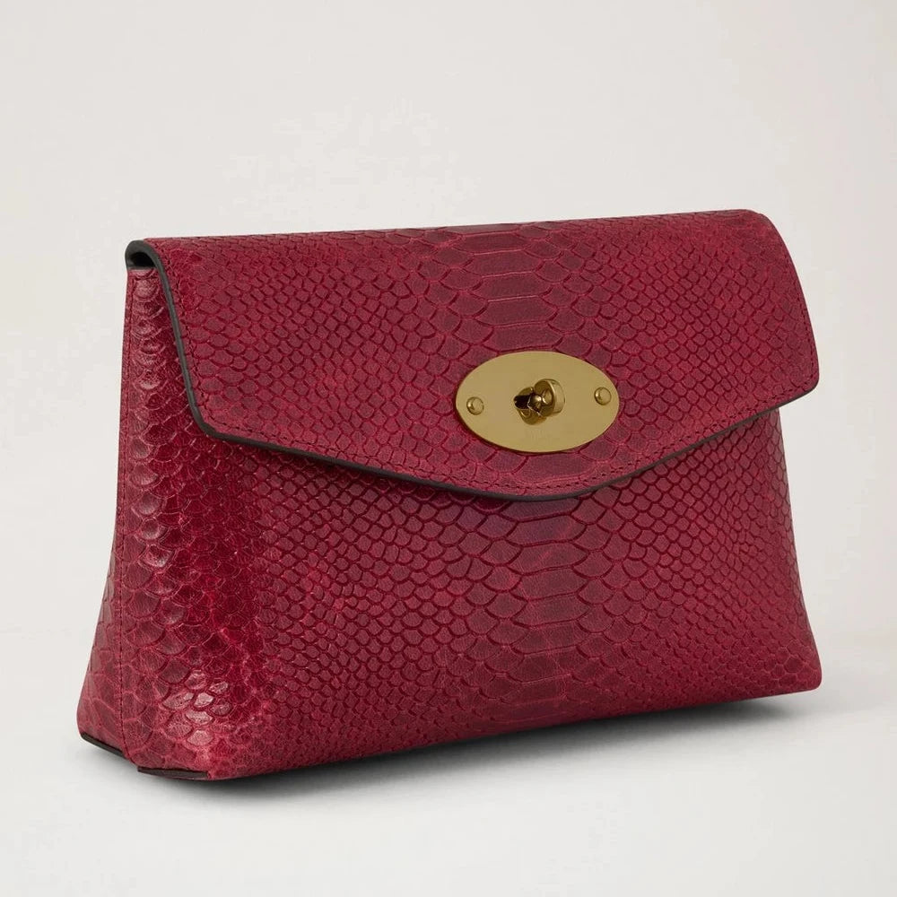 Mulberry Darley Cosmetic Pouch Waxed Snake Apple Red 