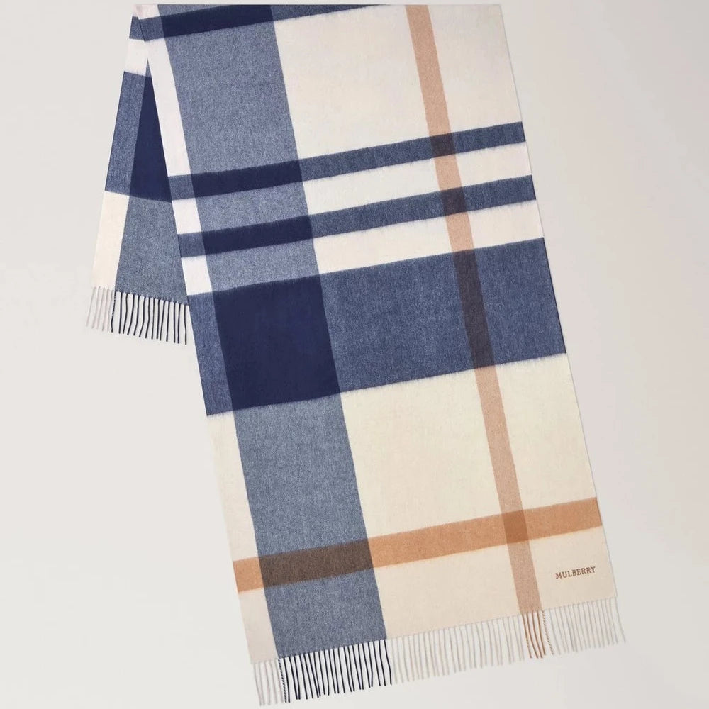 Mulberry Large Check Merino Wool Scarf Pink Peony-Night Sky – VS4295/889J907