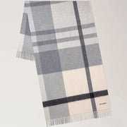 Mulberry Stor rutig merinoullssjal Eggshell & Foggy Grey 