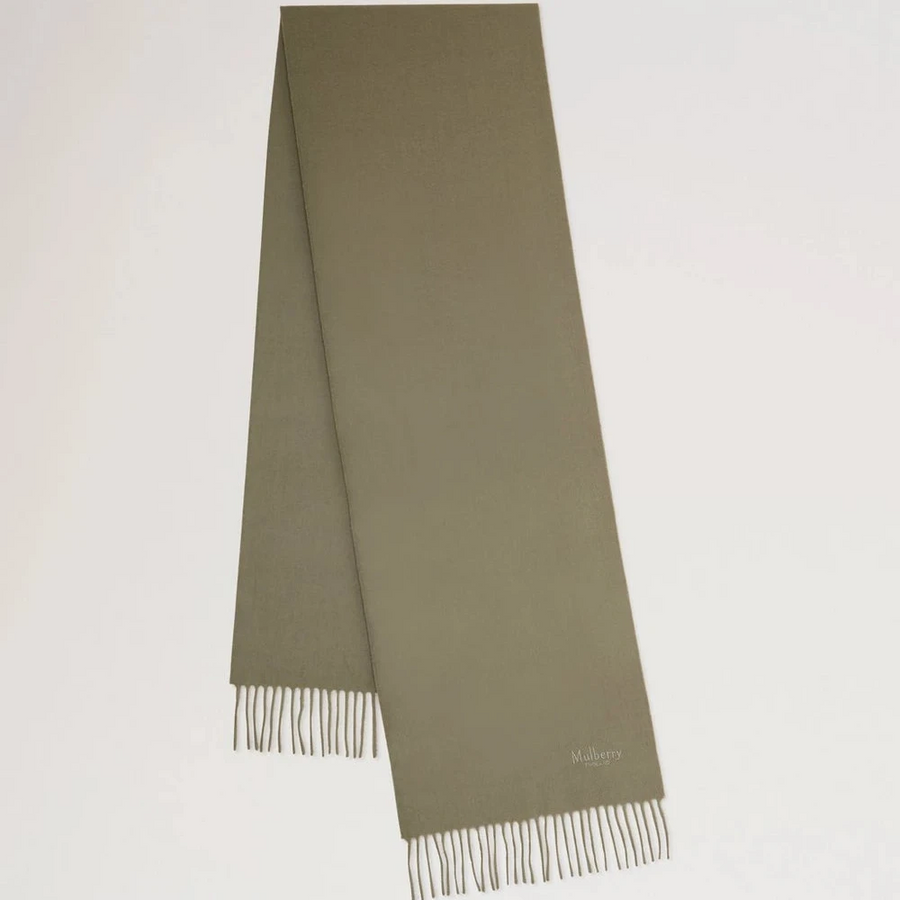 Mulberry Liten solid merinoullscarf Linnegrön