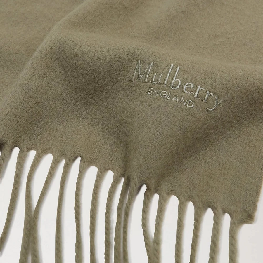 Mulberry Liten solid merinoullscarf Linnegrön