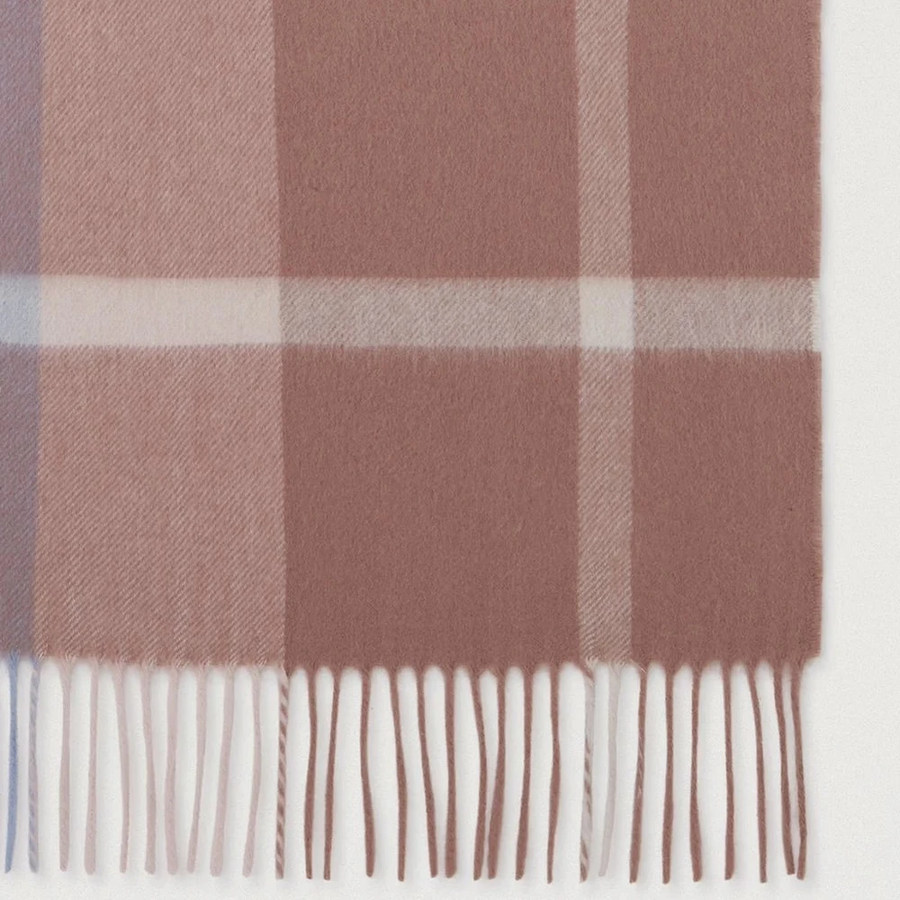 Mulberry Liten rutig Merinoull Scarf Höst Rose-Poplin Blå