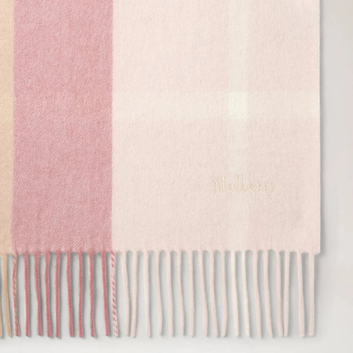 Mulberry Small Check Merino Wool Scarf Pink Scrumpy & Crumpet Merino Wool