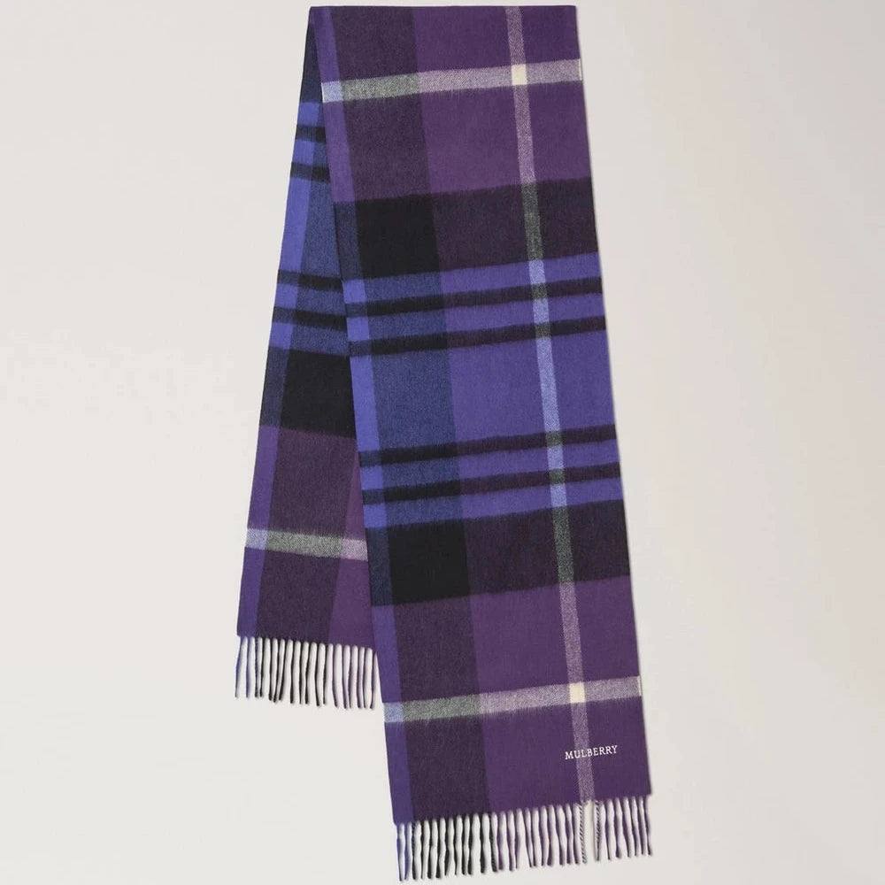 Mulberry Liten rutig merinoullhalsduk Lilac & Amethyst 