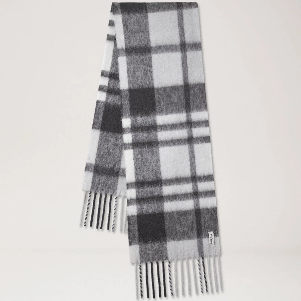 Mulberry Oversized Check Textured Scarf Foggy Grey Alpaca Blend – VS4854/127D117