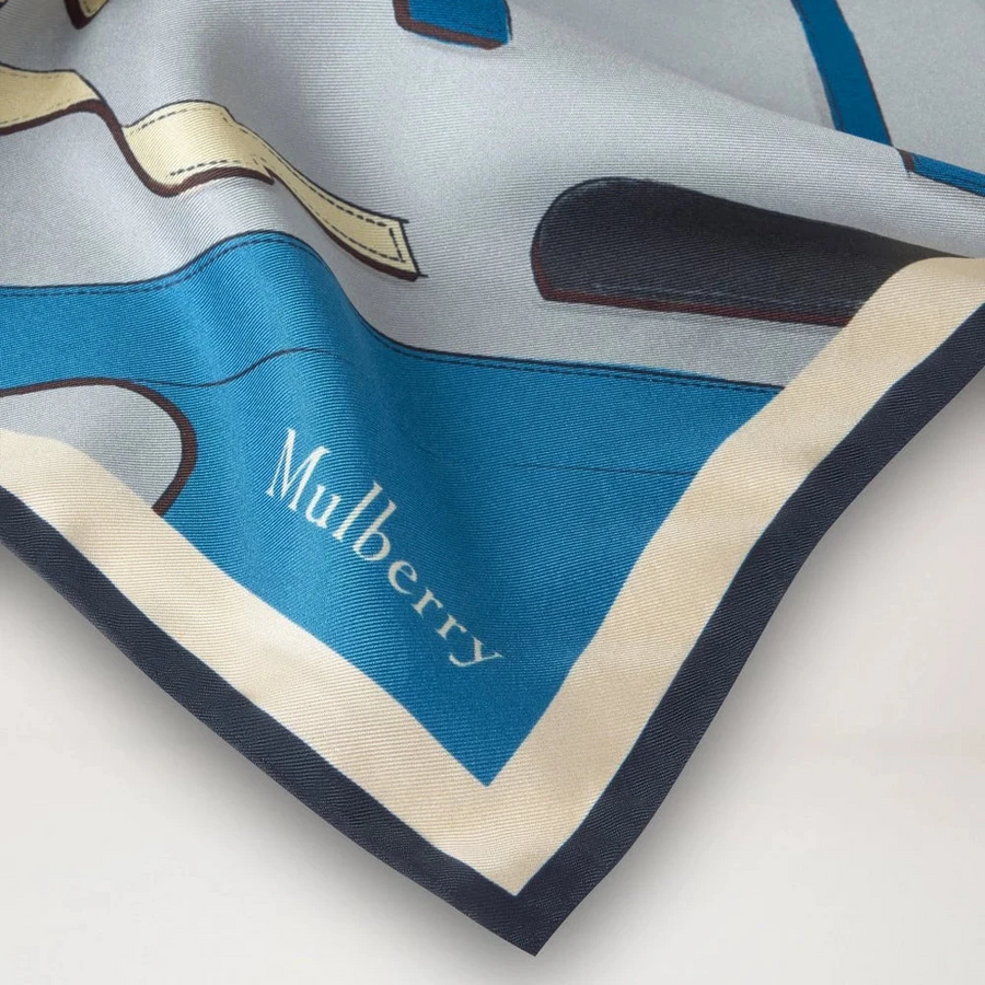 Mulberry Square Scarf - Bayswater Workshop Ljusgrå Sidentwill