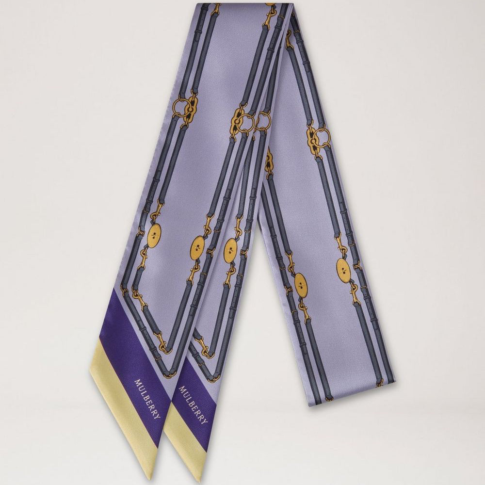 Mulberry Skinny Scarf - Belted Border Lilac Återvunnen polyester 