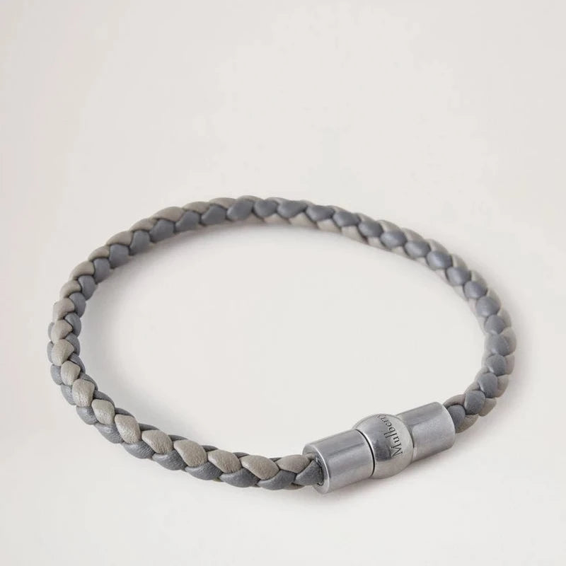Mulberry Iris unisex vävt läderarmband kol/solid grå