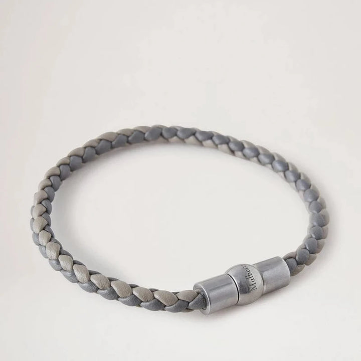 Mulberry Iris unisex vävt läderarmband kol/solid grå