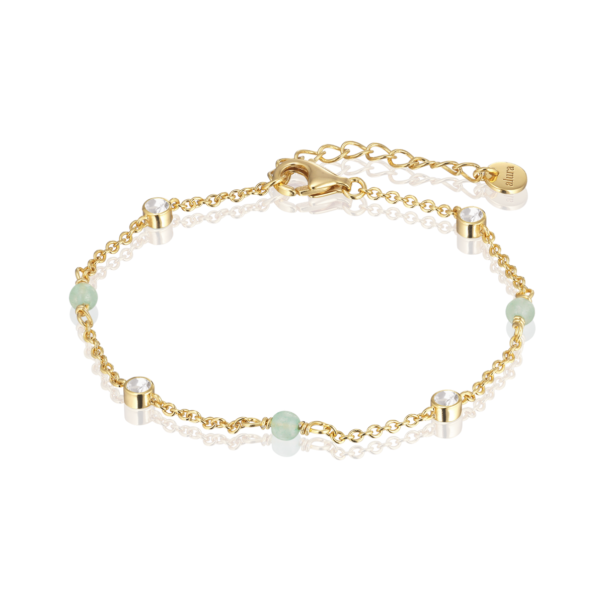 Alura Ocean förgyllda armband med aventurin och zirkonia – MB0508-1