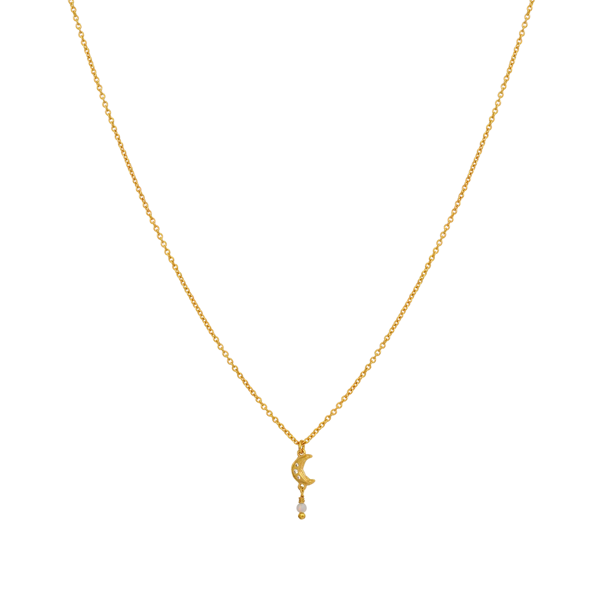 Maanesten Siva Guldpläterat Halsband med Måne & Opal 