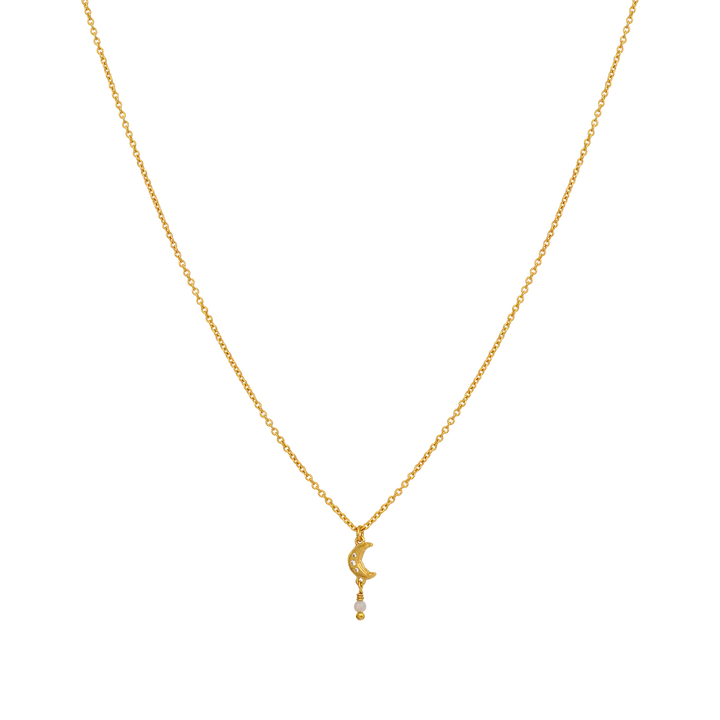 Maanesten Siva Guldpläterat Halsband med Måne & Opal 