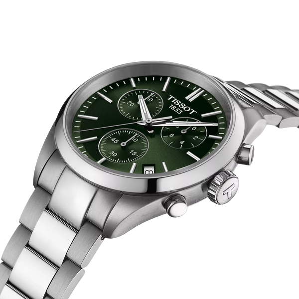Tissot PR 100 kronograf med gröna klockskivor