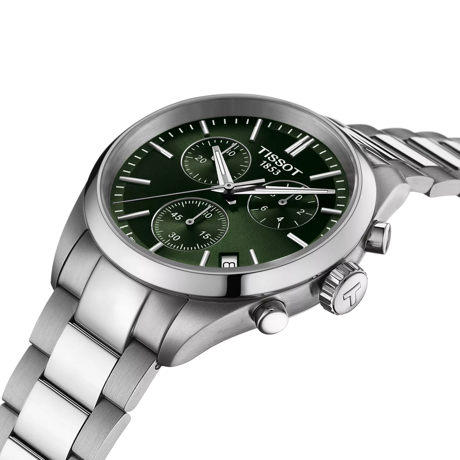 Tissot PR 100 kronograf med gröna klockskivor