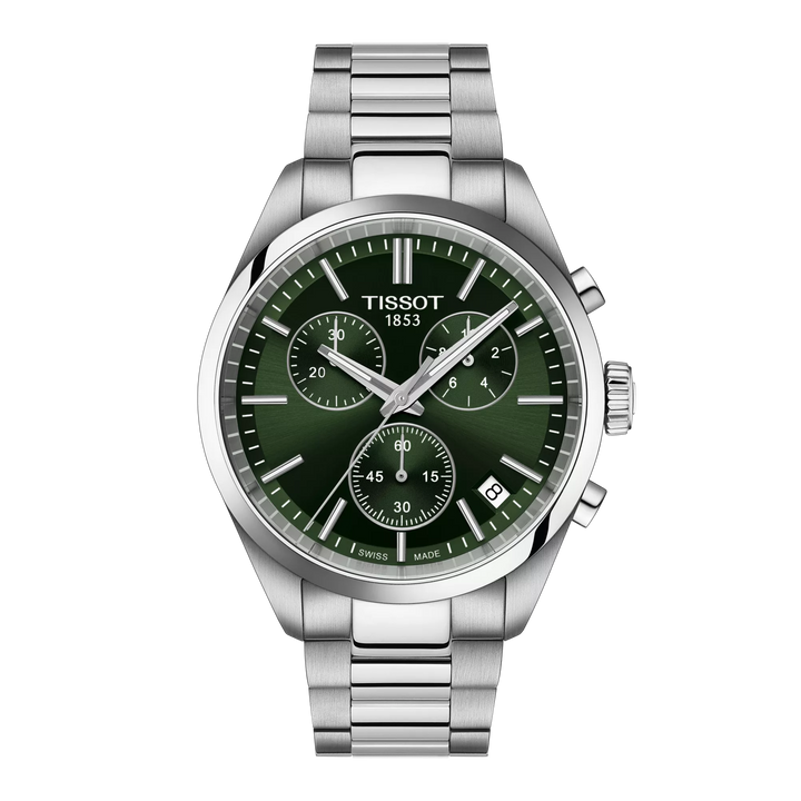 Tissot PR 100 kronograf med gröna klockskivor