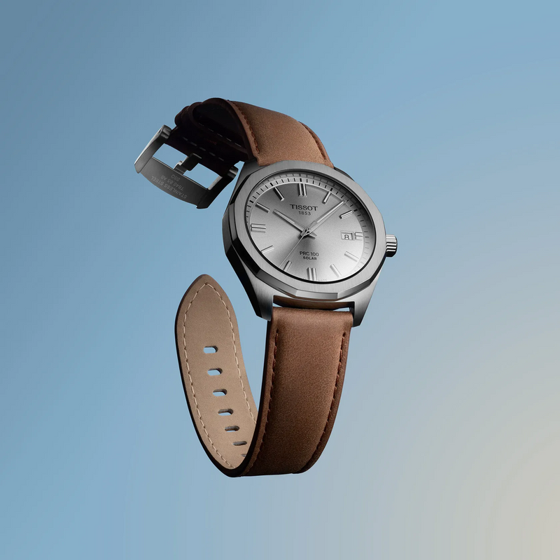 TISSOT PRC 100 SOLAR QUARTZ 39MM BRUN LÆDERREM
