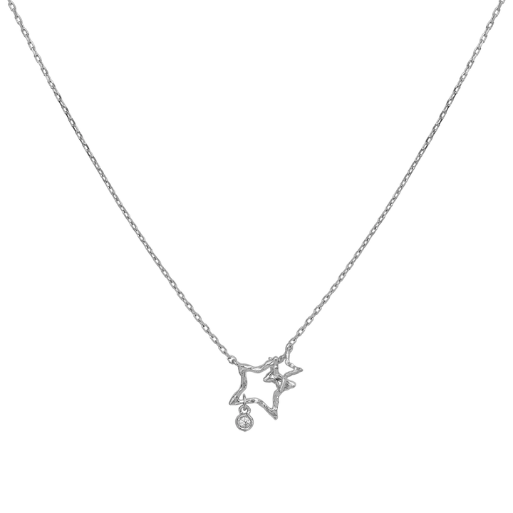 Maanesten Wilder Silverhalsband med Stjärnor & Vita Zirkoner 