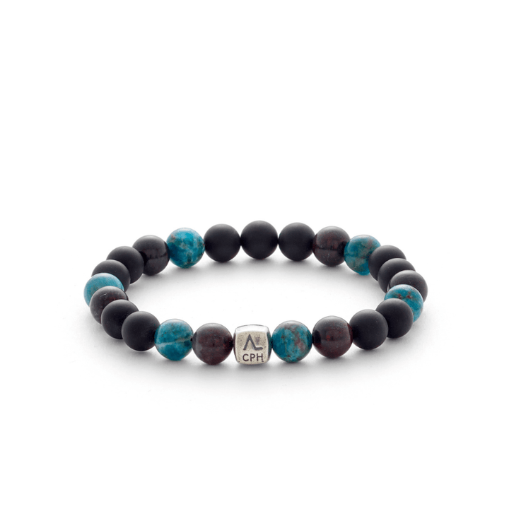 Alexander Lynggaard Armband Rome 8mm med blå och svarta pärlor och silverdetalj, Modell c10323-001-1.