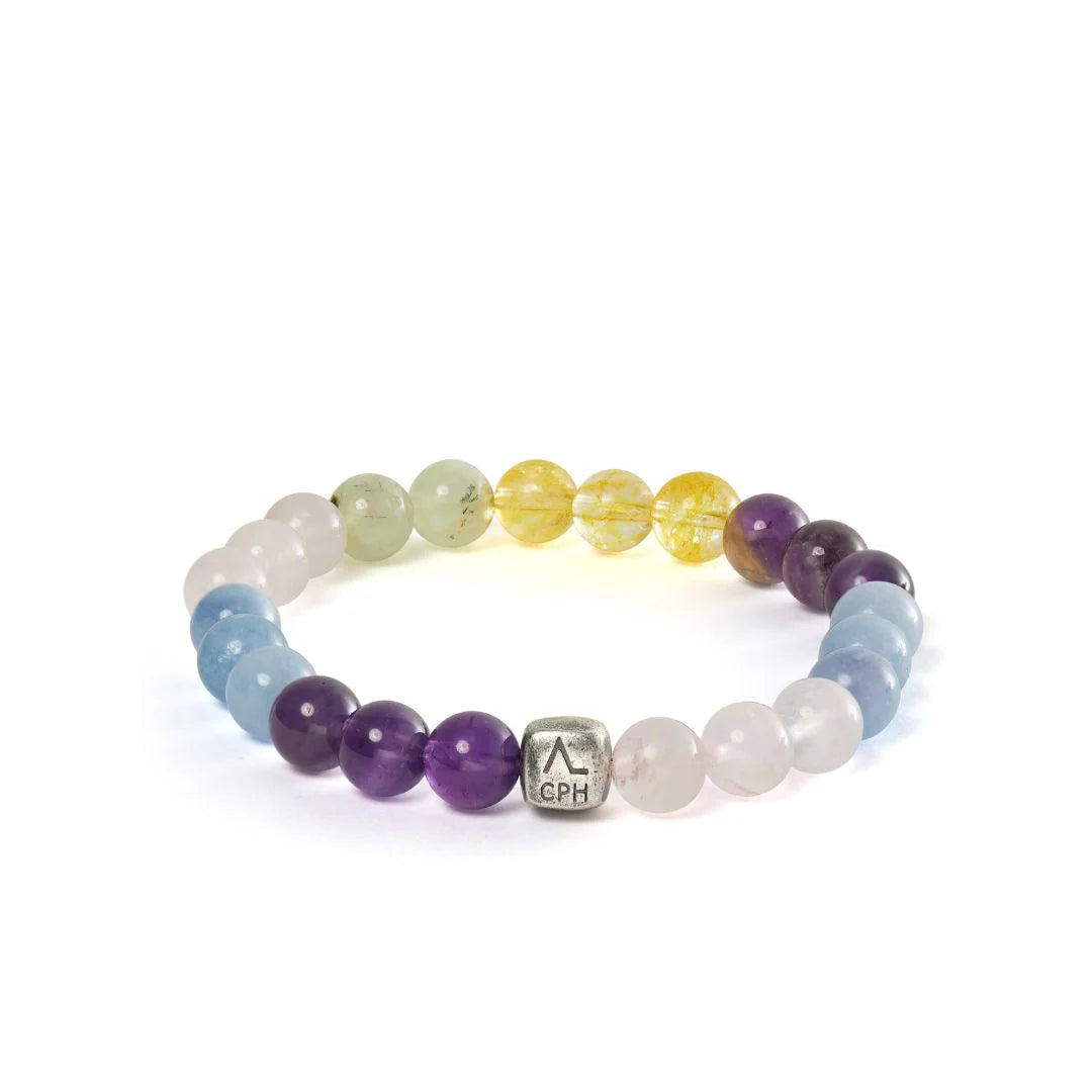 Alexander Lynggaard Armband Saint Tropez 8mm med flerfärgade stenpärlor och silverdetalj, modell C10560-001-1.