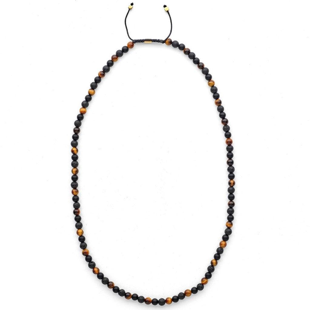 Alexander Lynggaard halsband Los Angeles 6mm med svarta och bruna pärlor på vit bakgrund. Modell d29001-1.