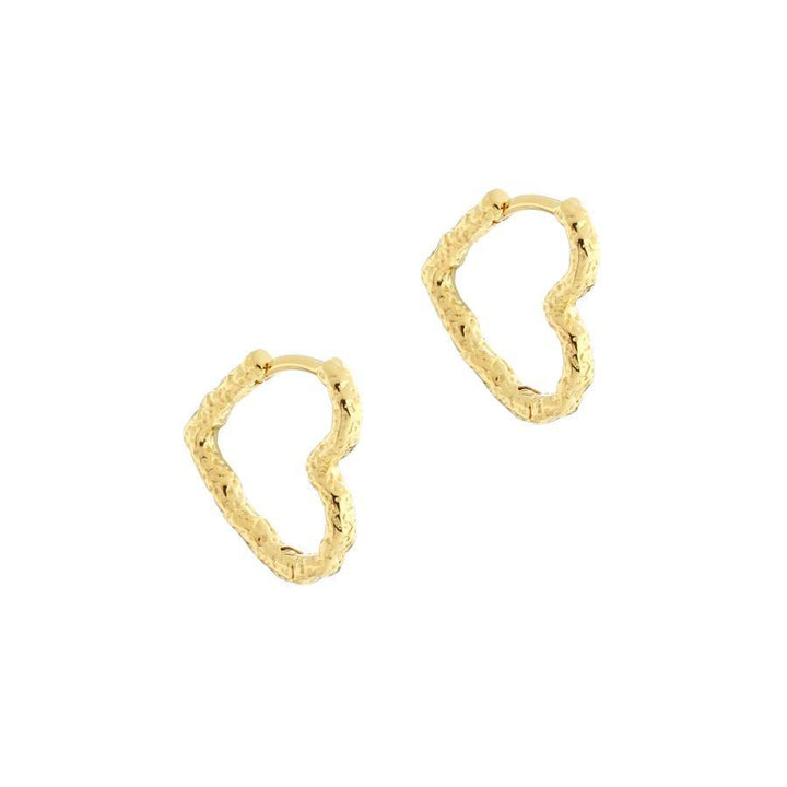 Aqua Dulce Love Me Heart Hoop guldpläterade ojämna hjärtformade örhängen i guld, modell 5934-5934-1