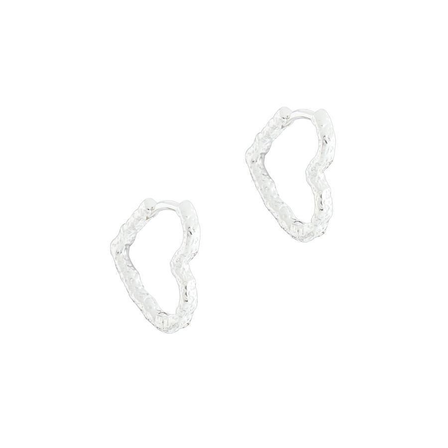 Aqua Dulce Love Me Heart Hoop silverkreoler i blank, strukturerad yta, modell 5933-5933-1