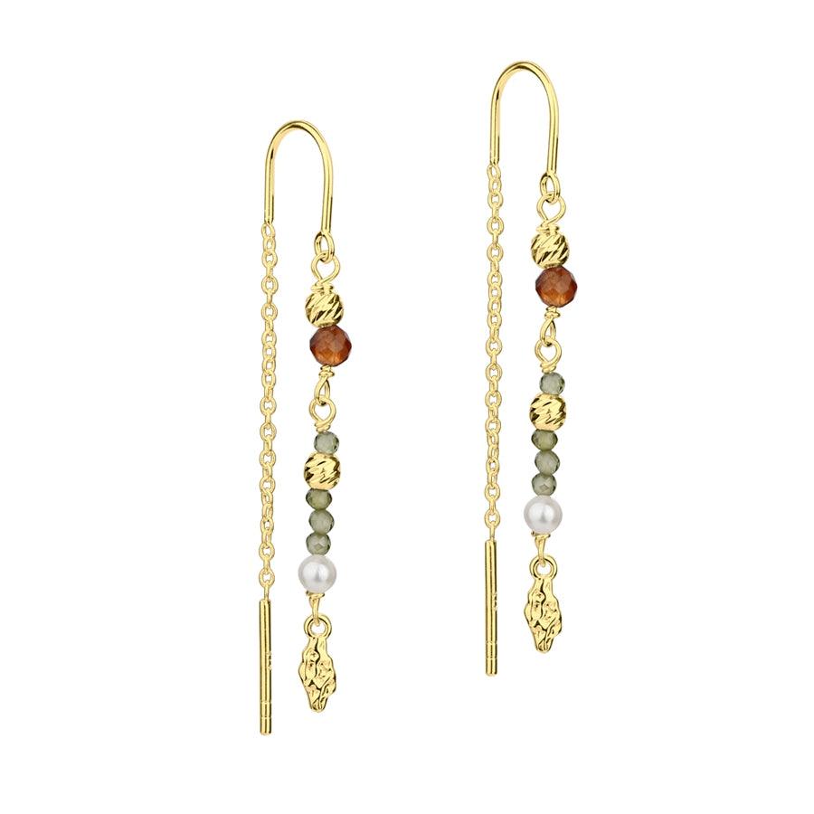 Aqua Dulce Olive Garden örhängen silverpläterade med färgade pärlor och gyllene detaljer, modell 4931-1.