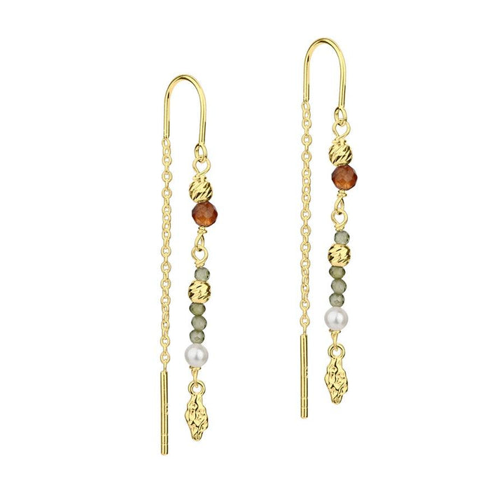 Aqua Dulce Olive Garden örhängen silverpläterade med färgade pärlor och gyllene detaljer, modell 4931-1.