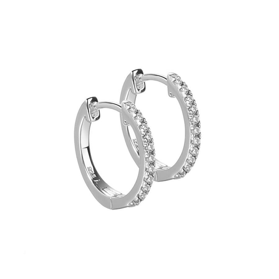 Aqua Dulce Raya Creole Silver, eleganta creoler i silver med blanka stenar, modell 4545-4545-1.