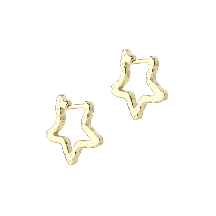 Aqua Dulce Stelle Hoops i guldpläterade silverstjärnörhängen med hamrad yta, modell 6160-1