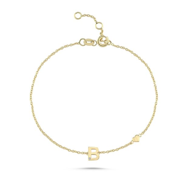 Nuran Bokstavsarmband A-W – 14 Karat Guld med Diamant – produktbild 2