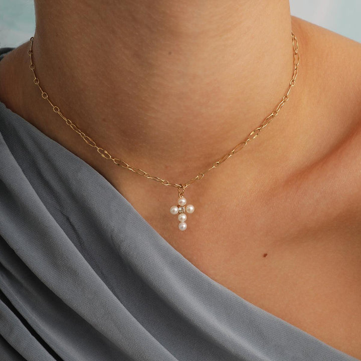 carre hänge med pärla och prasiolit, elegant hänge i guld med pärla och ljusgrön sten på halsen FL4461PRSBI-2 Modell FL4461PRSBI-2