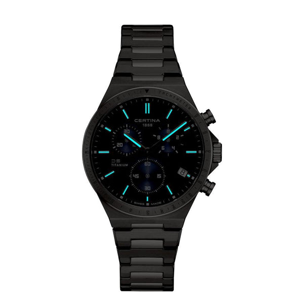 Certina DS-7 Chronograph - Kvarts Blå Titanium 41mm - - C0434174404100