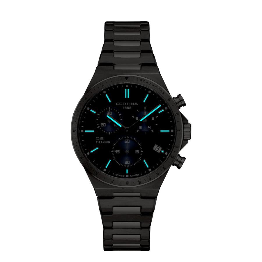 Certina DS-7 Chronograph - Kvarts Blå Titanium 41mm - - C0434174404100