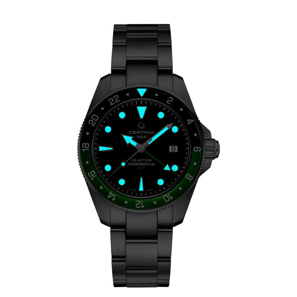 Certina DS Action GMT Powermatic 80 - Sort Urskive - Herreur - C0329291105100