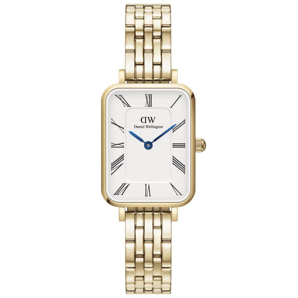 Daniel Wellington Quadro Roman fyrkantig damklocka med guldfärgad kedja och vit urtavla, modell ADW00100688