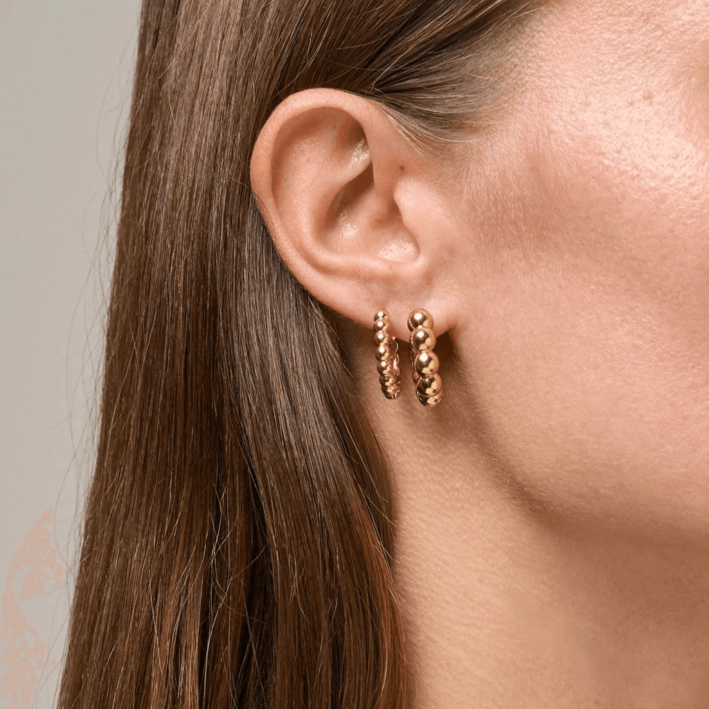 Enamel Ball Chunky Forgyldte Hoops 23mm - Øreringe - E401G
