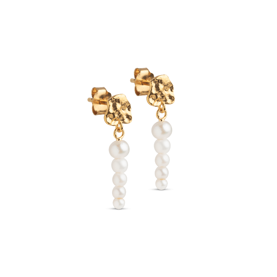 enamel malaika pärlor örhängen i guldpläterat silver med vita pärlor, elegant design, modell E345GM