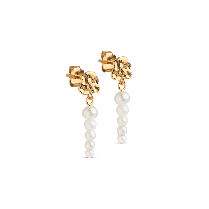 enamel malaika pärlor örhängen i guldpläterat silver med vita pärlor, elegant design, modell E345GM