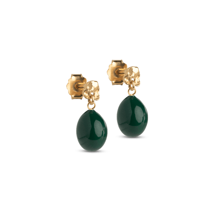 Enamel Poe Studs forgyldt - E385GM-PetrolGreen - Øreringe - E385GM-PetrolGreen