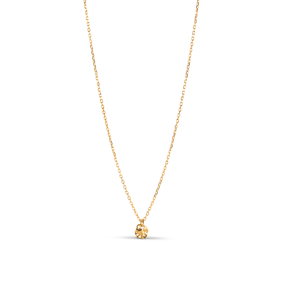 Enamel Raffinerat halsband med litet hamrat hänge i guldtonad metall, modell N118GM-N118GM-1