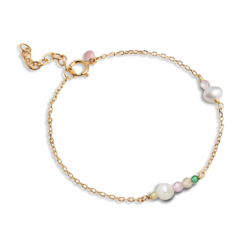 Enamel Sofia Bracelet - Armbånd Med Perler - B136GM-LightPink - Armbånd - B136GM-LightPink
