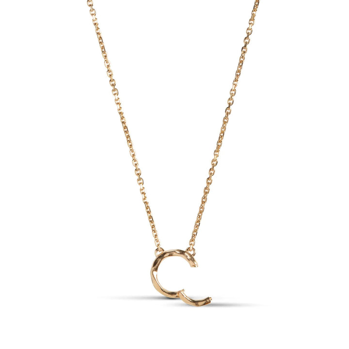 Enamel Treasure Halsband med hänge i glänsande guldlook, visat på vit bakgrund. Modell n130g-n130g-2.